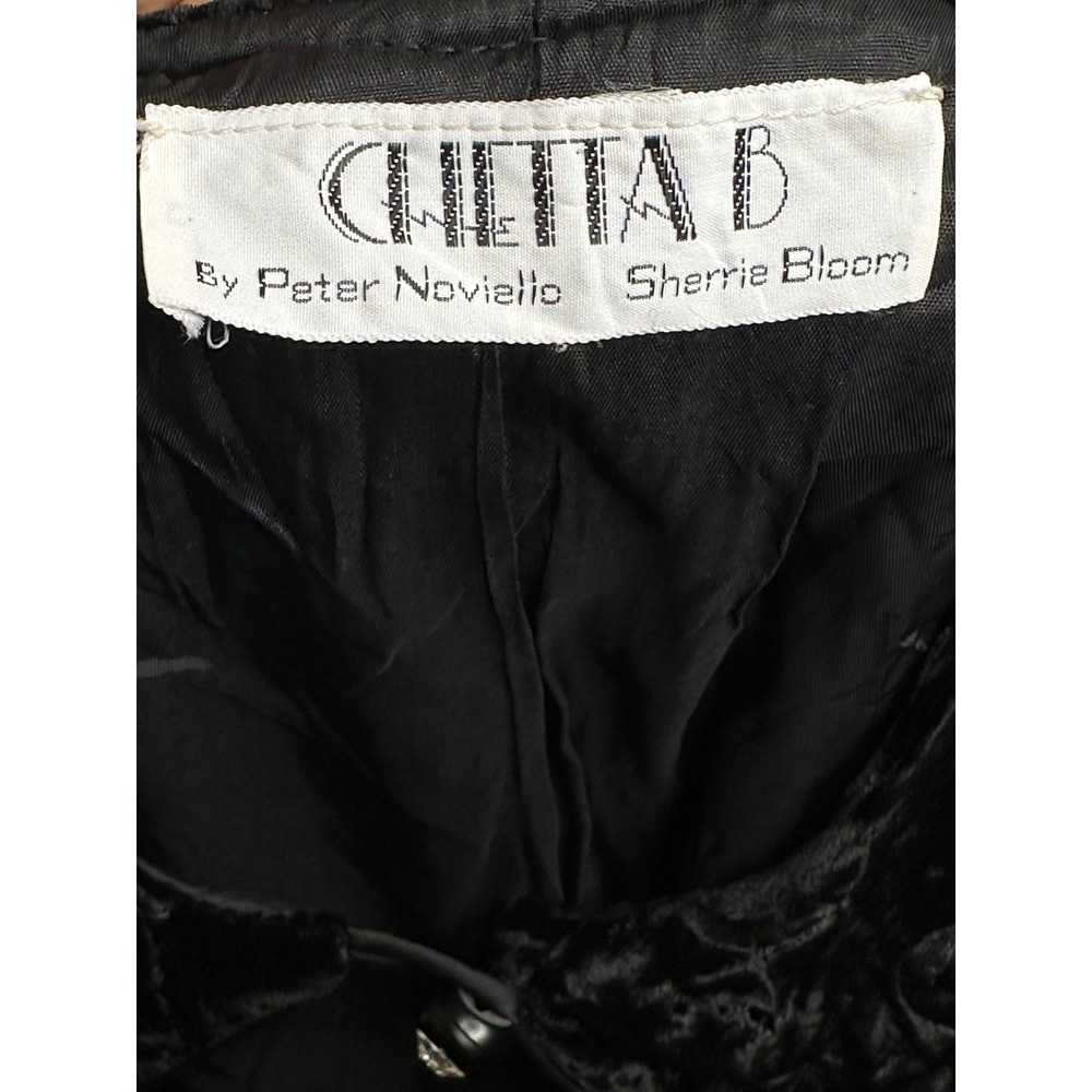 Chetta B Blazer 8 Black Velvet Burnout Polka Dot Keyhole Rhinestone Vintage - Picture 6 of 7